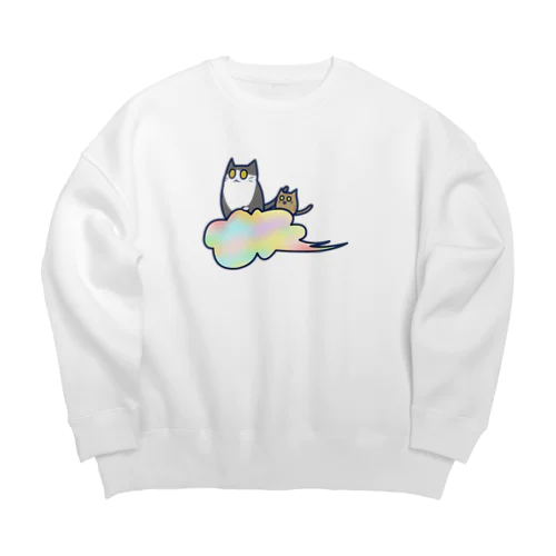 五色の雲と二匹の猫 Big Crew Neck Sweatshirt