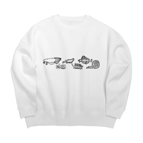 並ぶ古代生物たち（短い版） Big Crew Neck Sweatshirt