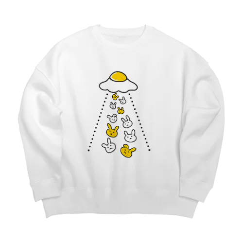 タマゴウサギとUFO Big Crew Neck Sweatshirt