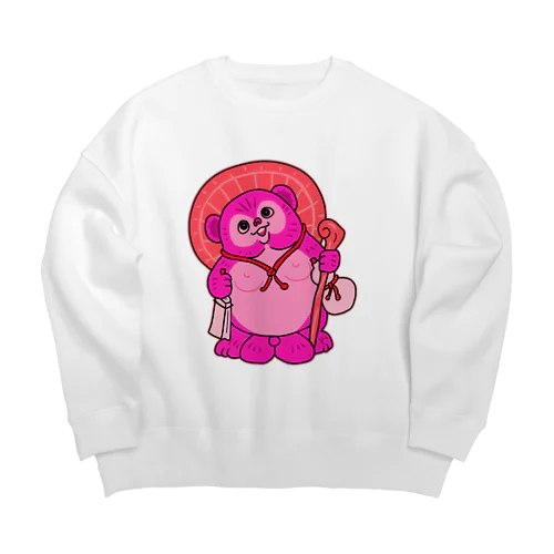 たぬきの置物（ピンク） Big Crew Neck Sweatshirt