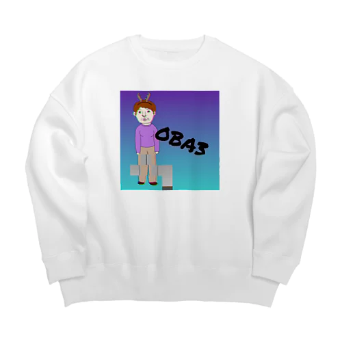 トナカイOBA3(おばさん) Big Crew Neck Sweatshirt