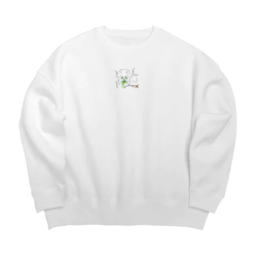 カテキン中毒で嘔吐する犬（高解像度） Big Crew Neck Sweatshirt