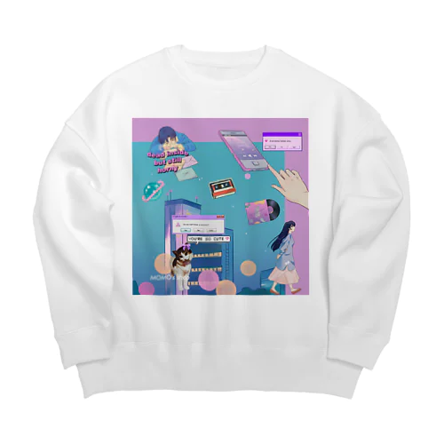 90's anime & momo Big Crew Neck Sweatshirt