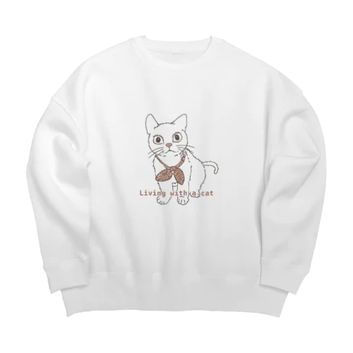 （茶色）ねこちゃん Big Crew Neck Sweatshirt