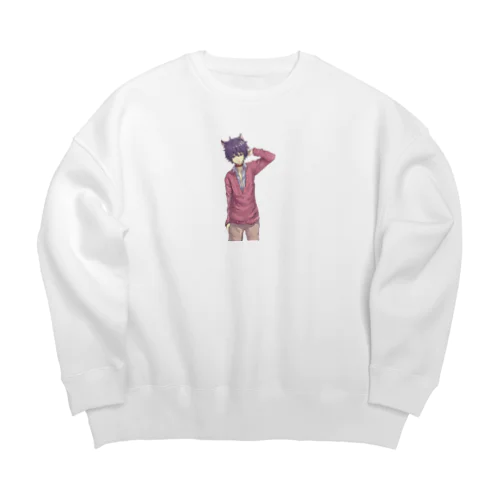 紫髪シンタローくん Big Crew Neck Sweatshirt