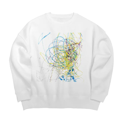 こども(1歳)の絵　黄青紫 Big Crew Neck Sweatshirt