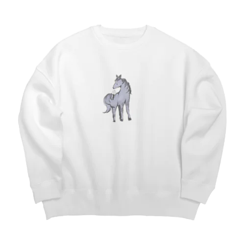 シマエナガ と ポニー Big Crew Neck Sweatshirt