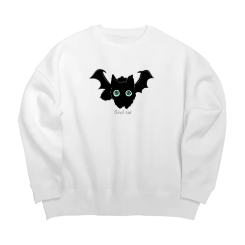 悪魔みたいな猫 Big Crew Neck Sweatshirt