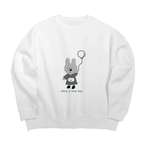 グレーうさぎちゃん Big Crew Neck Sweatshirt