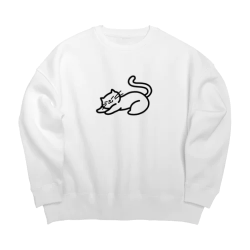 のびるねこ Big Crew Neck Sweatshirt