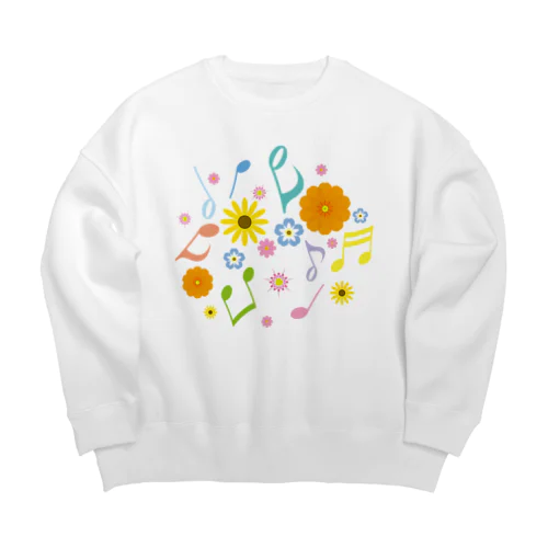 きれいな花と音符 Big Crew Neck Sweatshirt