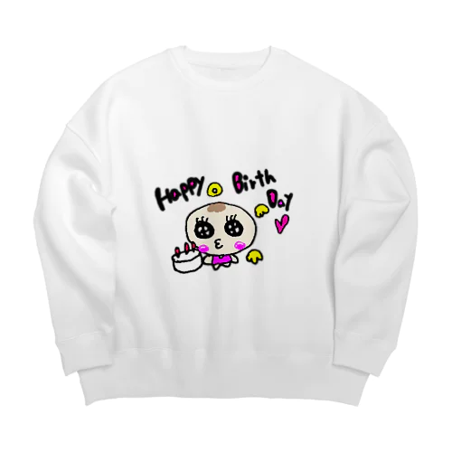 ゆるかわベビーの天使ちゃんハッピーバースデーVersion Big Crew Neck Sweatshirt