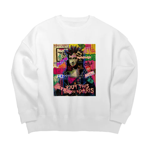 落書きモナリザ Big Crew Neck Sweatshirt