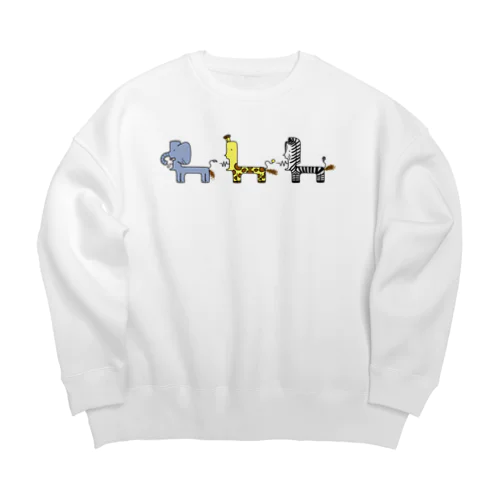 だっぷんフレンズ　きりんさん　ぞうさん　しまうまさん Big Crew Neck Sweatshirt