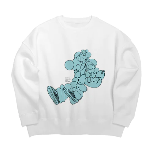 4ひきのぱんだ(みずいろ) Big Crew Neck Sweatshirt