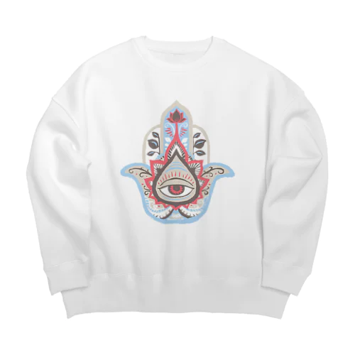 誕生石色✋ハムサの手（4月・ダイヤモンド） Big Crew Neck Sweatshirt