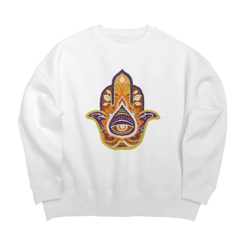 誕生石色✋ハムサの手（11月・トパーズ） Big Crew Neck Sweatshirt