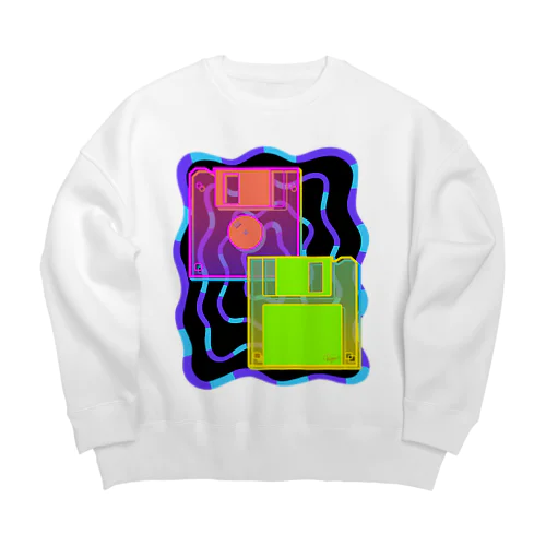 レトロポップなフロッピーディスク Big Crew Neck Sweatshirt