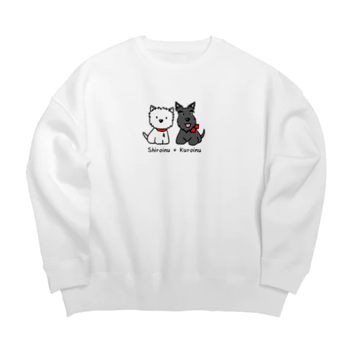 しろいぬルッチー＋くろいぬリア Big Crew Neck Sweatshirt