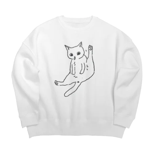 毛繕いする猫 Big Crew Neck Sweatshirt