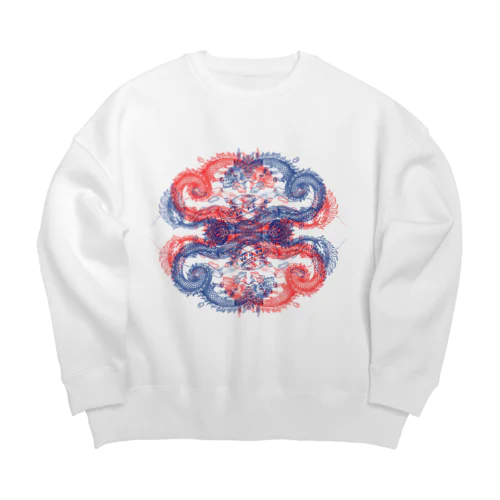 酒の守護龍　赤青 Big Crew Neck Sweatshirt