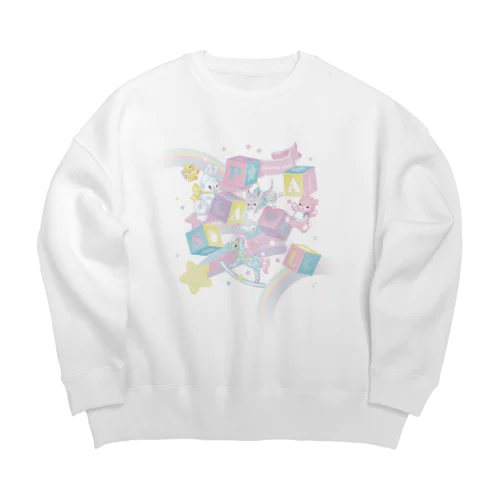 pastel animals Big Crew Neck Sweatshirt