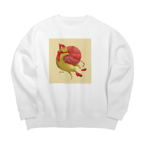 冬支度ねこ Big Crew Neck Sweatshirt