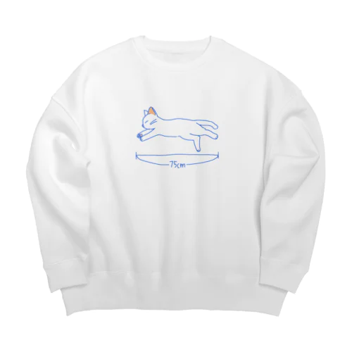 のびのび白ねこ(ブルー) Big Crew Neck Sweatshirt