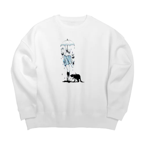 少女-rain- Big Crew Neck Sweatshirt