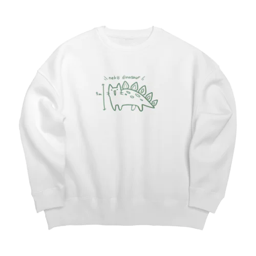 ねこdinosaur Big Crew Neck Sweatshirt