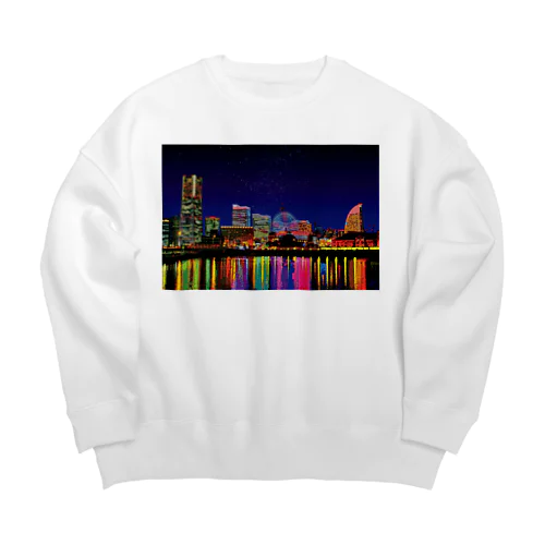 横浜 みなとみらいの夜景 Big Crew Neck Sweatshirt