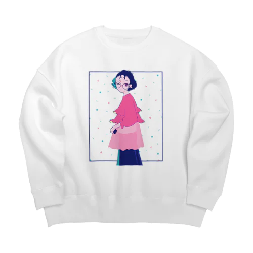 ぴんく Big Crew Neck Sweatshirt