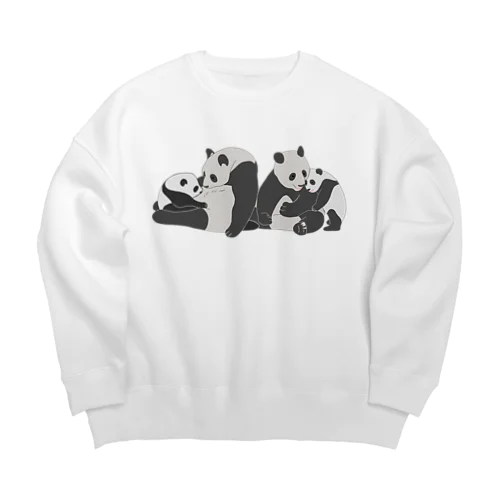 寄り添う　親子パンダ Big Crew Neck Sweatshirt