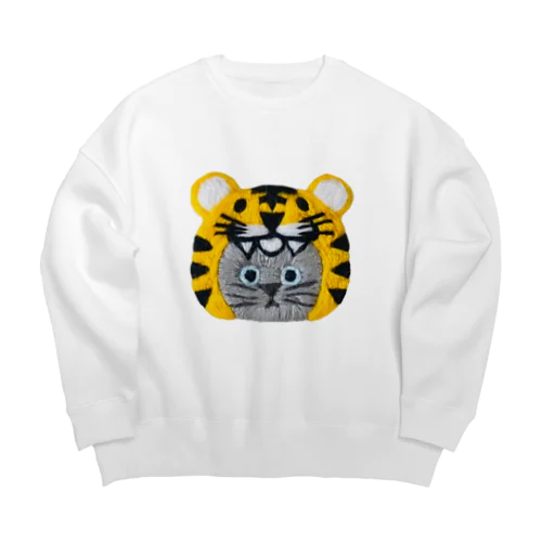 かぶる猫[虎ver.](ロシアンブルー) Big Crew Neck Sweatshirt