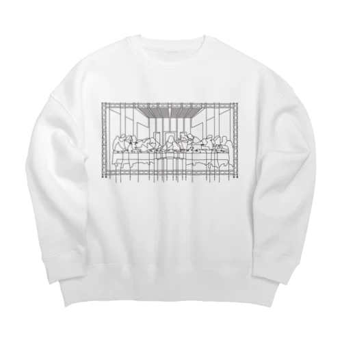 最後の晩餐あみだ Big Crew Neck Sweatshirt