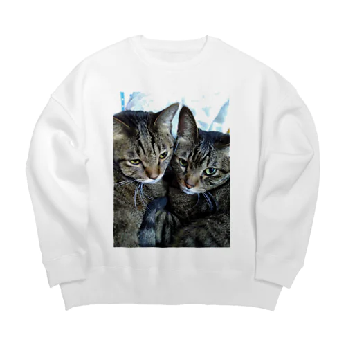 キジトラ猫の仲良し姉妹 Big Crew Neck Sweatshirt