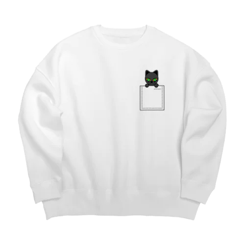 ねこ　pokenyan くろにゃん Big Crew Neck Sweatshirt