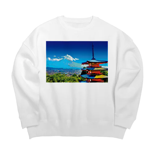 富士山と五重塔 Big Crew Neck Sweatshirt