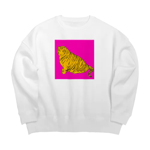 デブトラちゃん ピンク背景 Big Crew Neck Sweatshirt