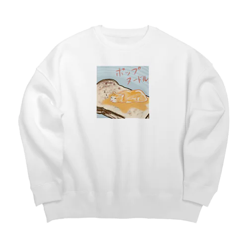 トーストバター猫 Big Crew Neck Sweatshirt