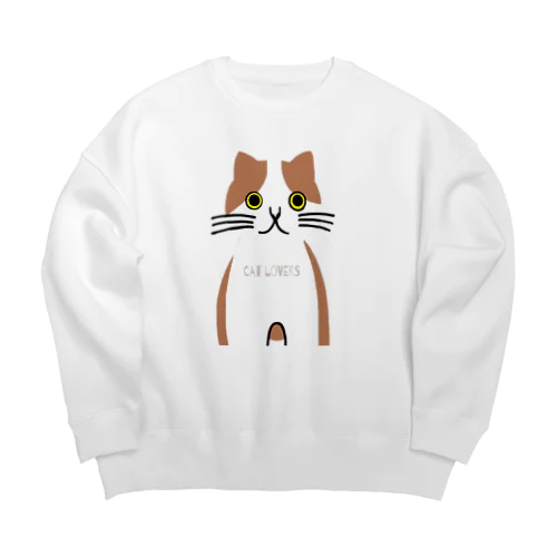 茶ハチワレちゃん Big Crew Neck Sweatshirt