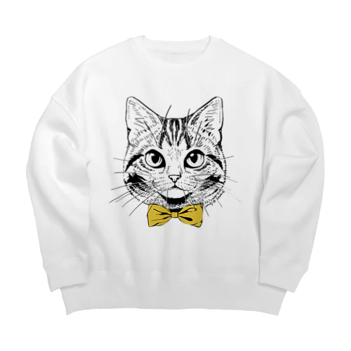 黄色蝶ネクタイの猫 Big Crew Neck Sweatshirt