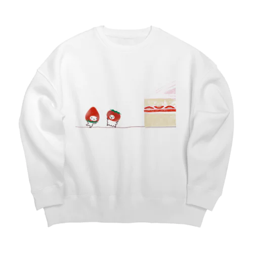 ケーキを目指すいちご🍓ねこもこ Big Crew Neck Sweatshirt