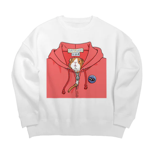 パーカーでぬくぬくモルモット Big Crew Neck Sweatshirt