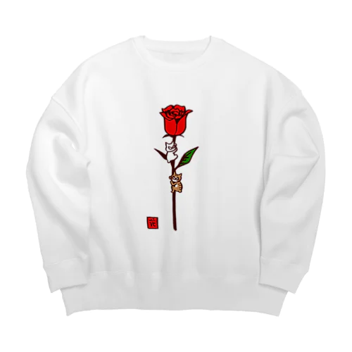 ひっつき猫（にゃにゃにゃにゃ〜ず ）〜赤い薔薇 Big Crew Neck Sweatshirt