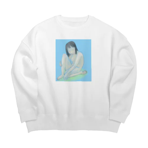 水色の女の子 Big Crew Neck Sweatshirt