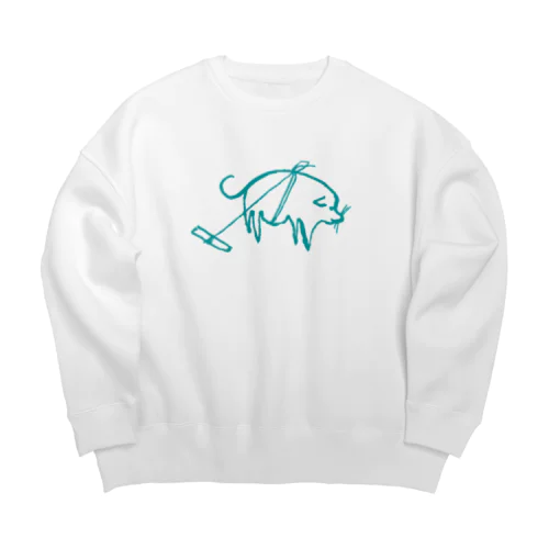 仙厓　きゃふん犬 Big Crew Neck Sweatshirt