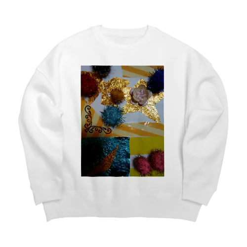 貼り絵キラキラ Big Crew Neck Sweatshirt