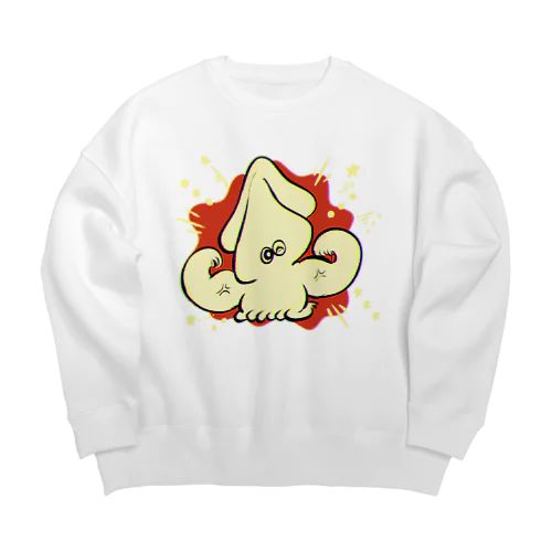 正座のムキムキいかちゃん Big Crew Neck Sweatshirt