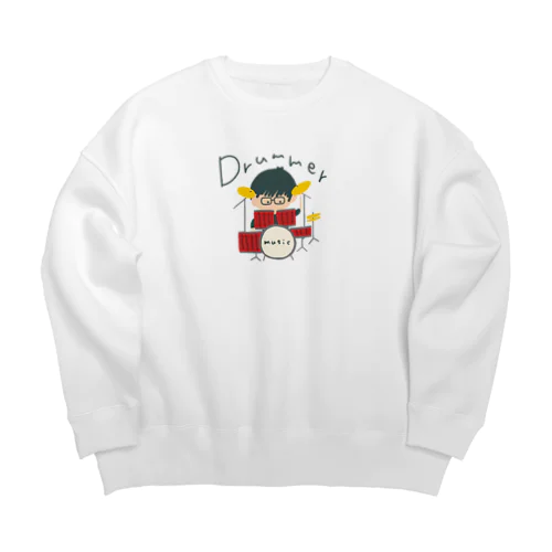 drummerメガネ君 Big Crew Neck Sweatshirt